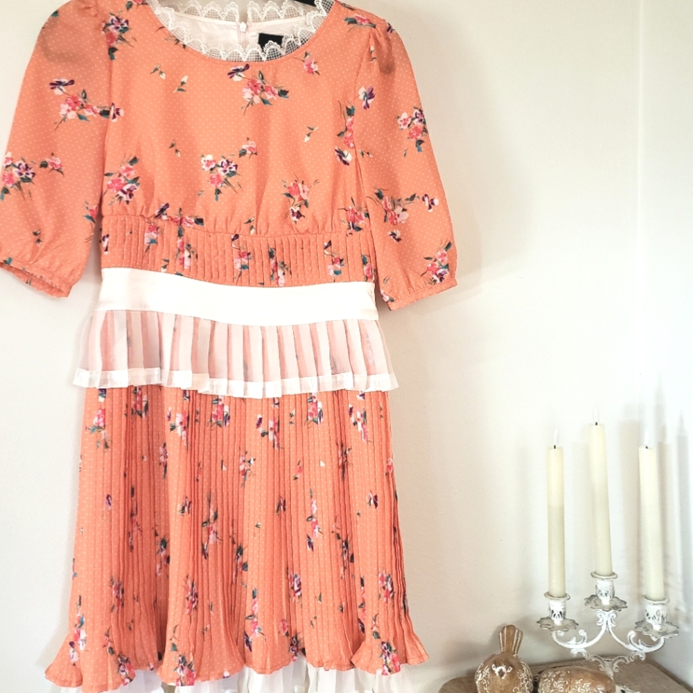 Beautiful Spring Floral Pleat Valerie Tolosa Dress